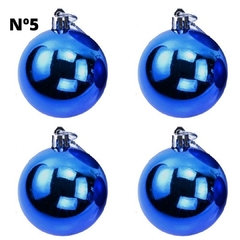 Bola de Natal Nº5 Com 4 Unidades Cromada Azul na internet