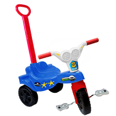 Triciclo Polícia Azul/Vermelho Kepler Infantil C/ Empurrador
