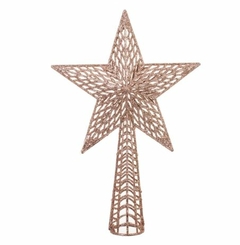 Enfeite Ponteira Da Árvore Estrela Vazada Glitter Natal - loja online