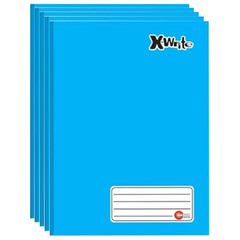 Kit 5 Cadernos Brochurão X-Write Azul SEM PAUTA 96 Folhas