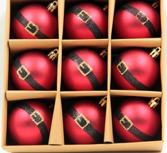 Bola de Natal Nº6 Com 9 Unidades Fosca Vermelho Glitter