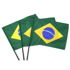 Bandeira Brasil 65x90cm Com Bastão Grande Copa Unidade Dupla