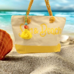 Bolsa Sun & Beach Praia Alça Trançada Tecido Feminina Verão - Mundo Variedades