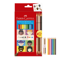 Lápis De Cor 12 Cores Faber-Castell Caras E Cores 6 Tom Pele