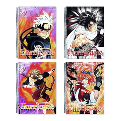 Kit 8 Cadernos 1/4 Espiral Hurricane Anime Desenho CD 96FLS