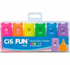 Marca Texto Cis Fun Mini Cores Neon 6 Unidades Cute Estojo