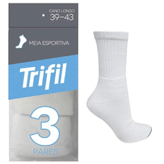 Kit 3 Pares De Meia Esportiva Cano Longo 39-43 Trifil Branca