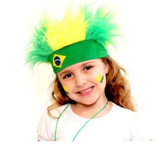 Peruca Faixa Tiara do Brasil Verde e Amarela Copa Torcedor