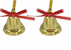 Enfeite Sino Natal Dourado Laço Vermelho 4 Unidades Wincy - comprar online