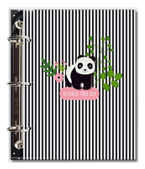 Caderno argolado fichário panda