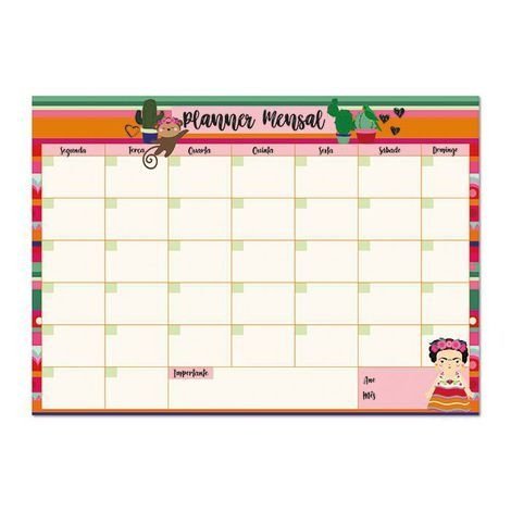 Bloco planner mensal Frida