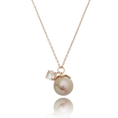 Rose Pearl and quartz crystal necklace