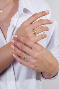 18k Gold Gradual Ring with white Sapphires or Diamonds - Lily Silvestre - Joias personalizadas e exclusivas