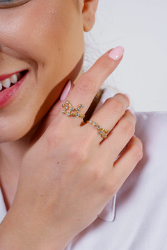 18k Gold Virgo ring with white Sapphires or Diamonds - Lily Silvestre - Joias personalizadas e exclusivas