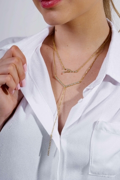 Collar corbata Constelación en oro con Zafiros blancos o Brillantes - Lily Silvestre - Joias personalizadas e exclusivas