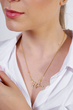 18k Gold Virgo necklace with white Sapphires or Diamonds - online store