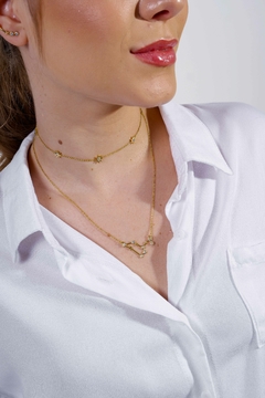 18k Gold Leo necklace with white Sapphires or Diamonds - Lily Silvestre - Joias personalizadas e exclusivas