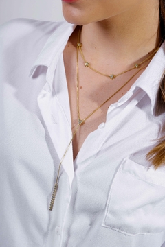 Collar corbata Pequeña Constelación en oro con Zafiros blancos o Brillantes - Lily Silvestre - Joias personalizadas e exclusivas