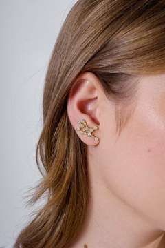 18k Gold Virgo earrings with white Sapphires or Diamonds on internet