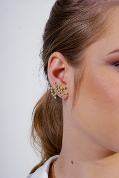 18k Gold Sagittarius earrings with white Sapphires or Diamonds - online store