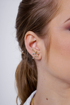 18k Gold Aquarius earrings with white Sapphires or Diamonds - Lily Silvestre - Joias personalizadas e exclusivas