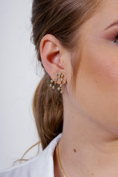 18k Gold Gemini earrings with white Sapphires or Diamonds - online store