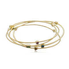 Set of 4 Brazilian gemstone mosaic bangles