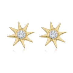 950 Sterling silver tiny sun earrings gold plated or not - buy online