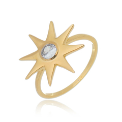 18k Gold Sun Ring with white Sapphire or Diamond
