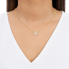 18k Gold Sun pendant with white Sapphire or Diamond on internet