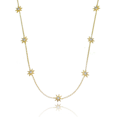 18k Gold tiny Suns choker with white Sapphires or Diamonds