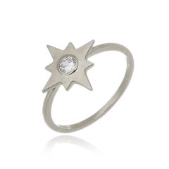 18k Gold Star Ring with white Sapphire or Diamond - buy online