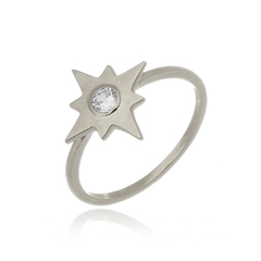 Anillo de Estrella en oro con Zafiro blanco o Brillante - comprar online