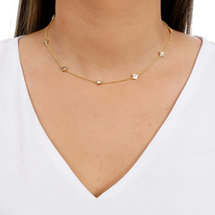 18k Gold tiny Stars choker with white Sapphires or Diamonds on internet