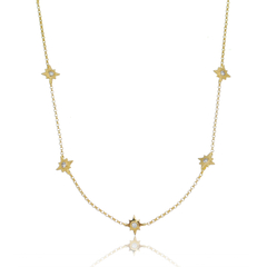 18k Gold tiny Stars choker with white Sapphires or Diamonds