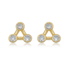 18k Gold Three Sisters earrings with white Sapphires or Diamonds