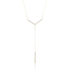 18k Gold Constellation Tie Necklace with white Sapphires or Diamonds