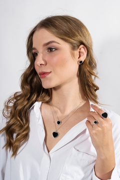 Little-Heart-shaped Onyx Earrings - Lily Silvestre - Joias personalizadas e exclusivas