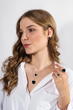 Heart-shaped Onyx Necklace - Lily Silvestre - Joias personalizadas e exclusivas