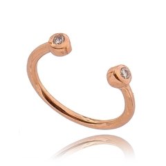 Anillo de falange 2 piedritas baño de oro rosé