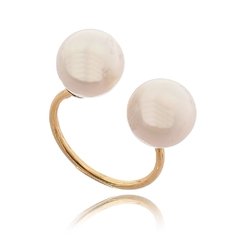 950 Sterling silver gold or rhodium plated double pearl ring