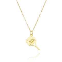 18K Gold Beach tennis racket necklace