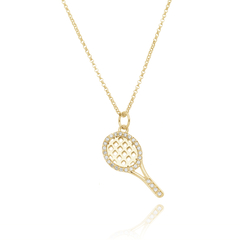 18K Gold studded Tennis racket necklace