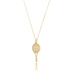 18K Gold twisted handle tennis racket necklace