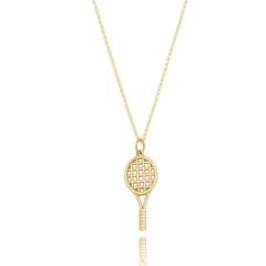 18K Gold handle grip tennis racket necklace