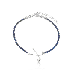 Pulseira de lápis lazuli naturais e tacos de golfe em prata com banho de ouro ou ródio - comprar online