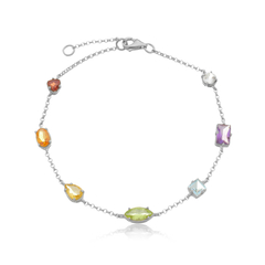950 Sterling silver gold or rhodium plated 7 chakras bracelet