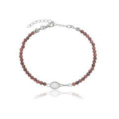 950 Sterling silver gold or rhodium plated twisted handle tennis racket natural garnets bracelet - buy online