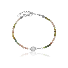 Pulsera de turmalinas naturales y raqueta de tenis con mango retorcido en plata con baño de oro o rodio - comprar online