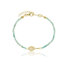 950 Sterling silver gold or rhodium plated twisted handle tennis racket natural amazonite bracelet